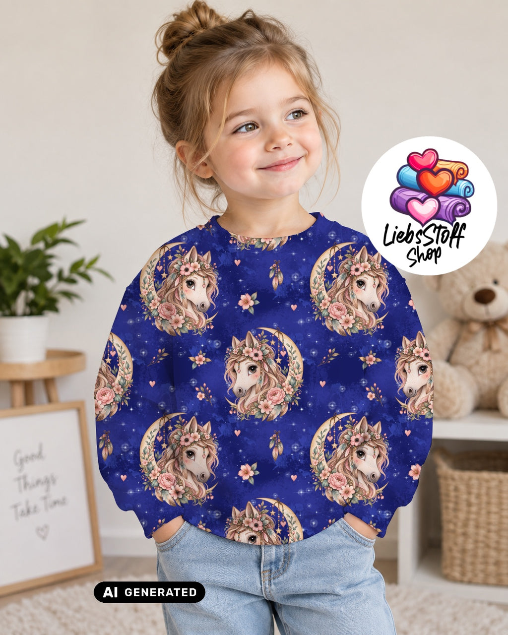 Meterware Stoff Pony boho Farbauswahl