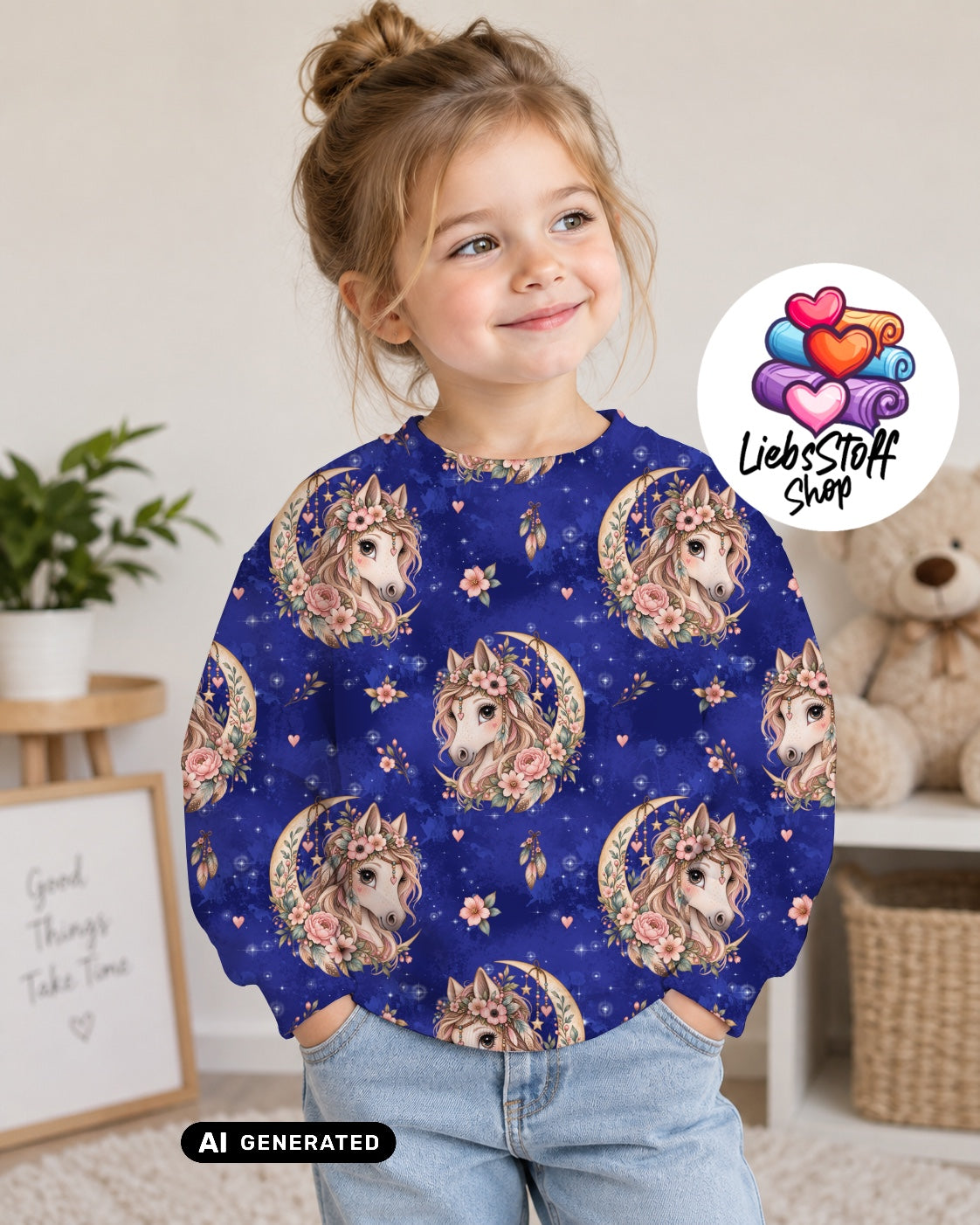 Meterware Stoff Pony boho Farbauswahl