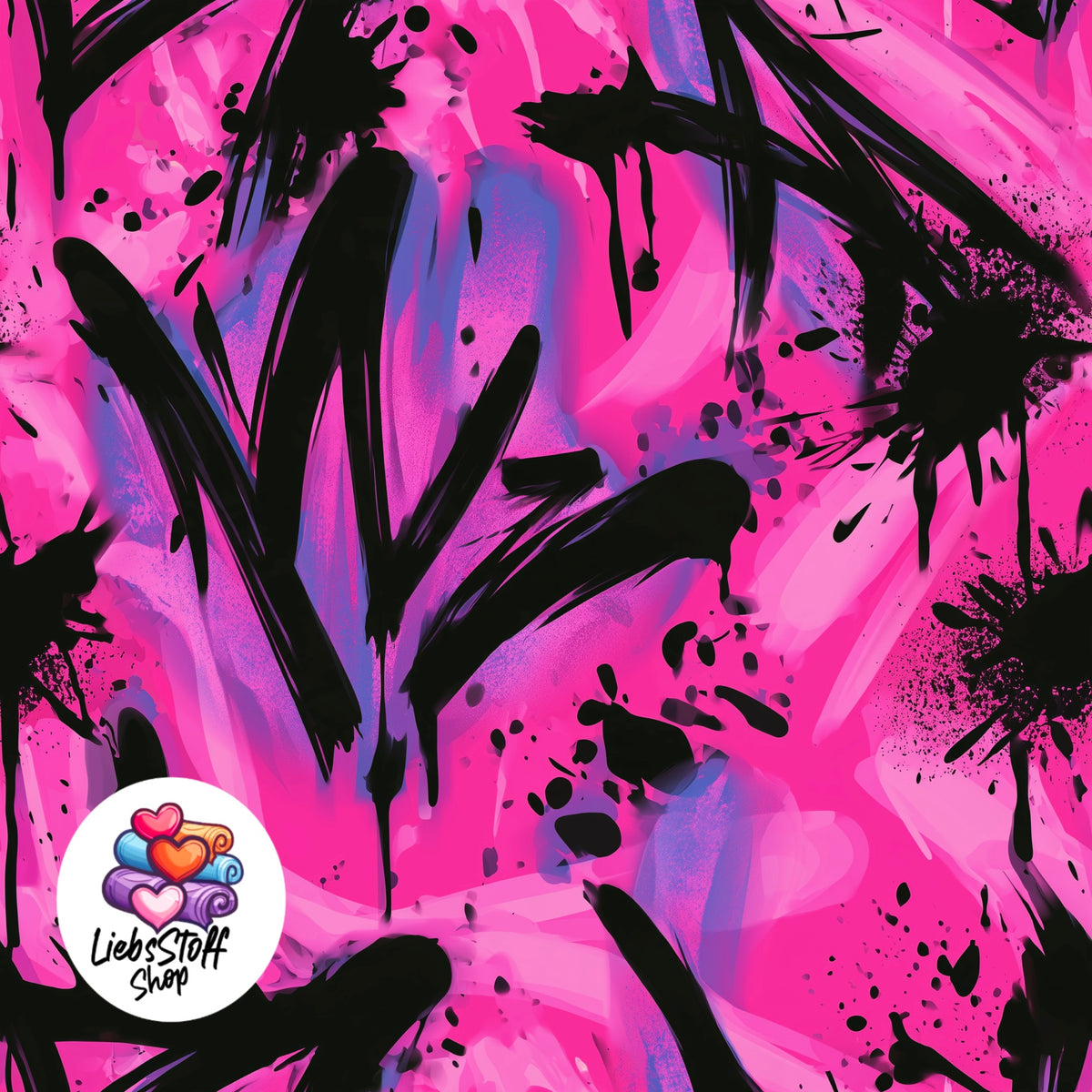 Meterware Stoff Cool Pink Graffiti