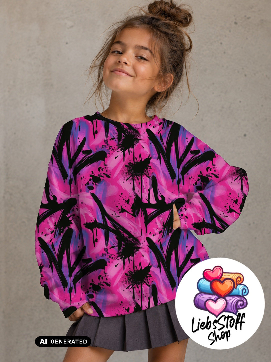 Meterware Stoff Cool Pink Graffiti
