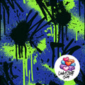 Meterware Stoff Cool Blau Neon Grün Graffiti