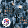 Meterware Stoff Grusel Villa Halloween