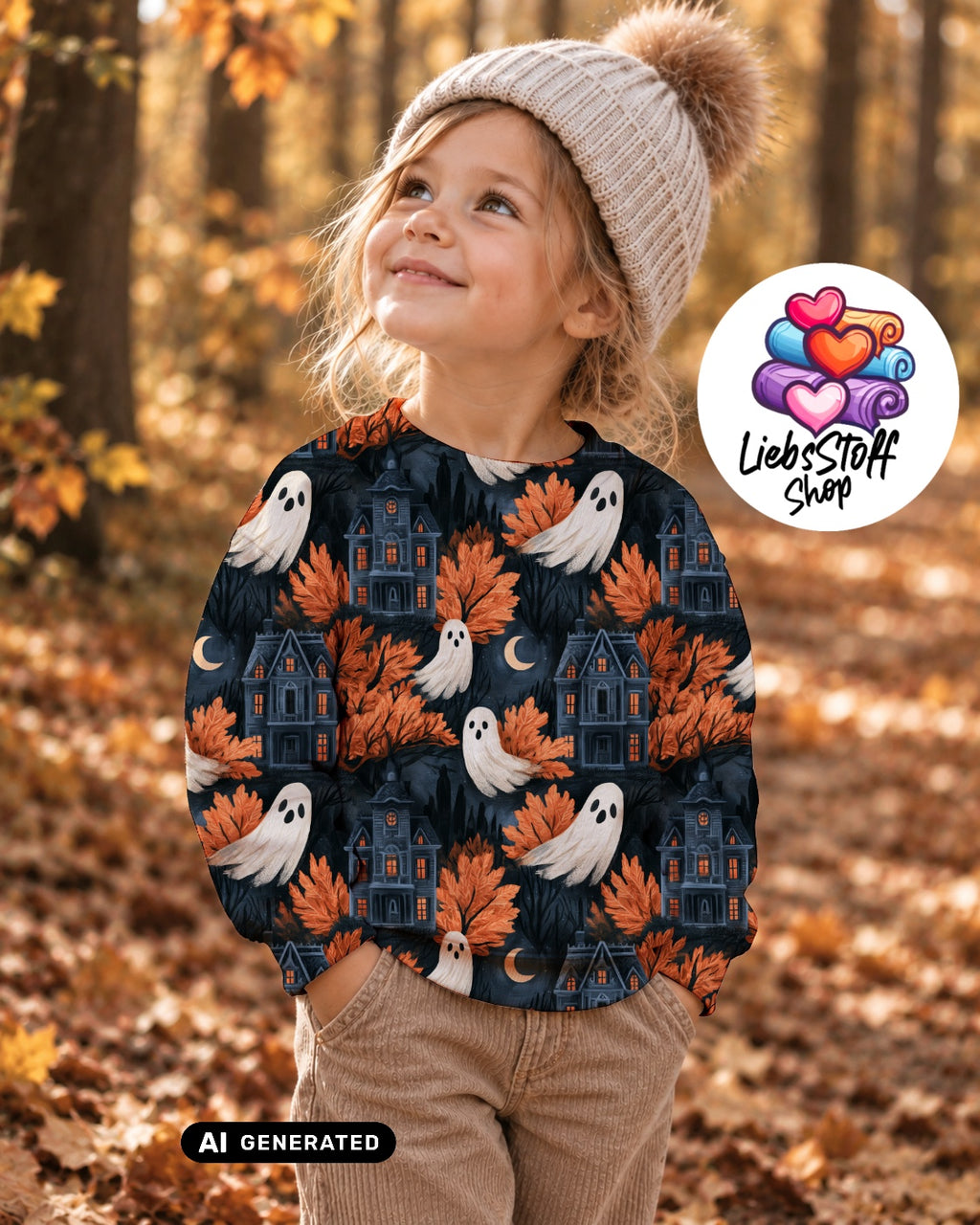 Meterware Stoff Halloween Geister Herbst