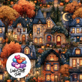 Meterware Stoff Halloween Nacht Stadt