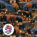 Meterware Stoff Halloween Nacht Village