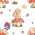 Meterware Stoff Hase mit Fliegenpilz