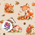 Meterware Stoff Waldtiere Herbst