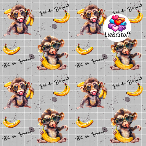 Meterware Stoff Affe mit Banane Spruch cool