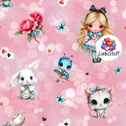 Meterware Stoff Alice im Wunderland Farbauswahl