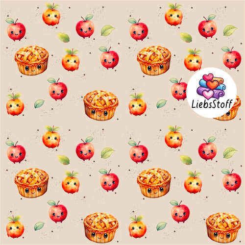 Meterware Stoff Apfelkuchen Apple pie Baby