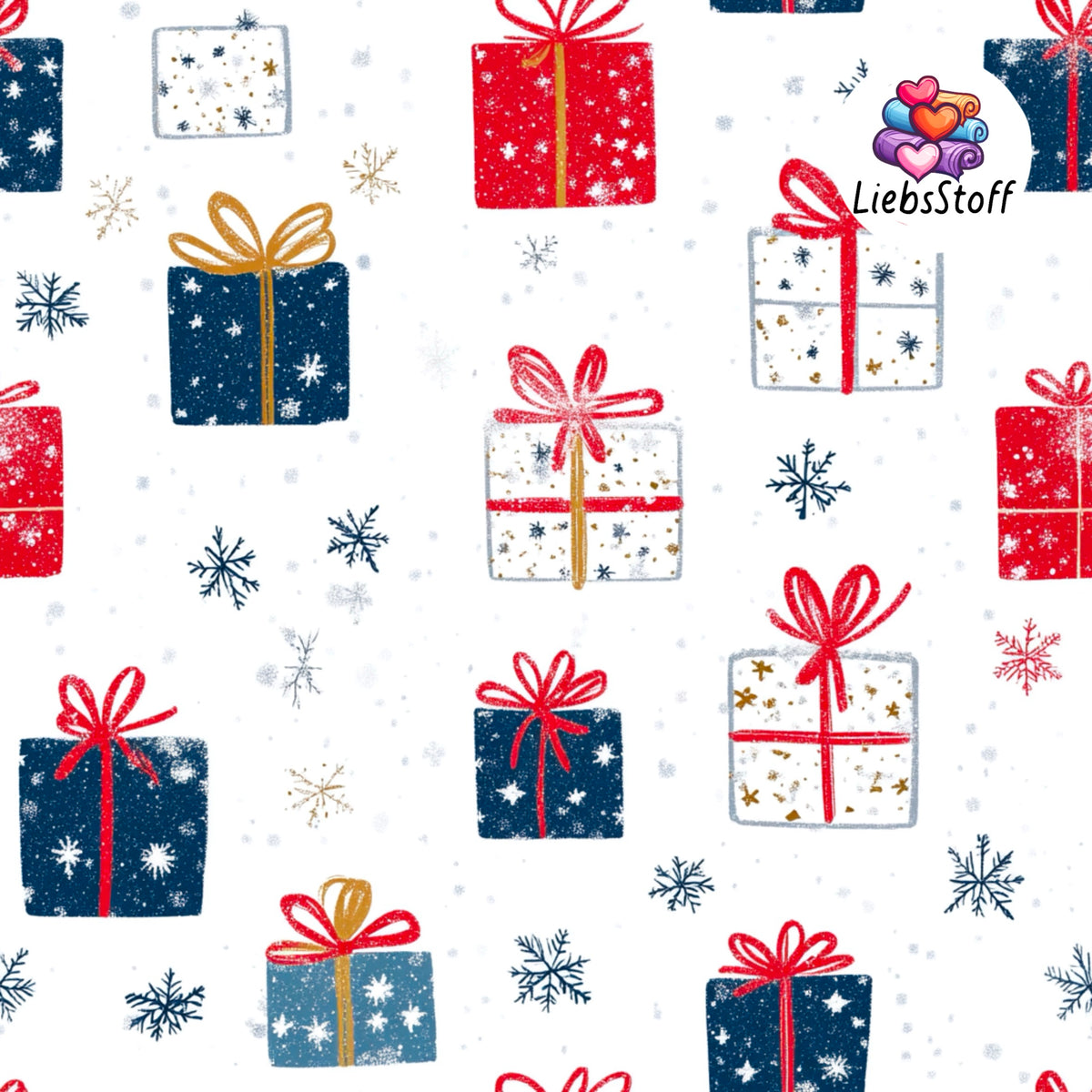 Meterware Stoff Weihnachtsgeschenk weiß watercolor