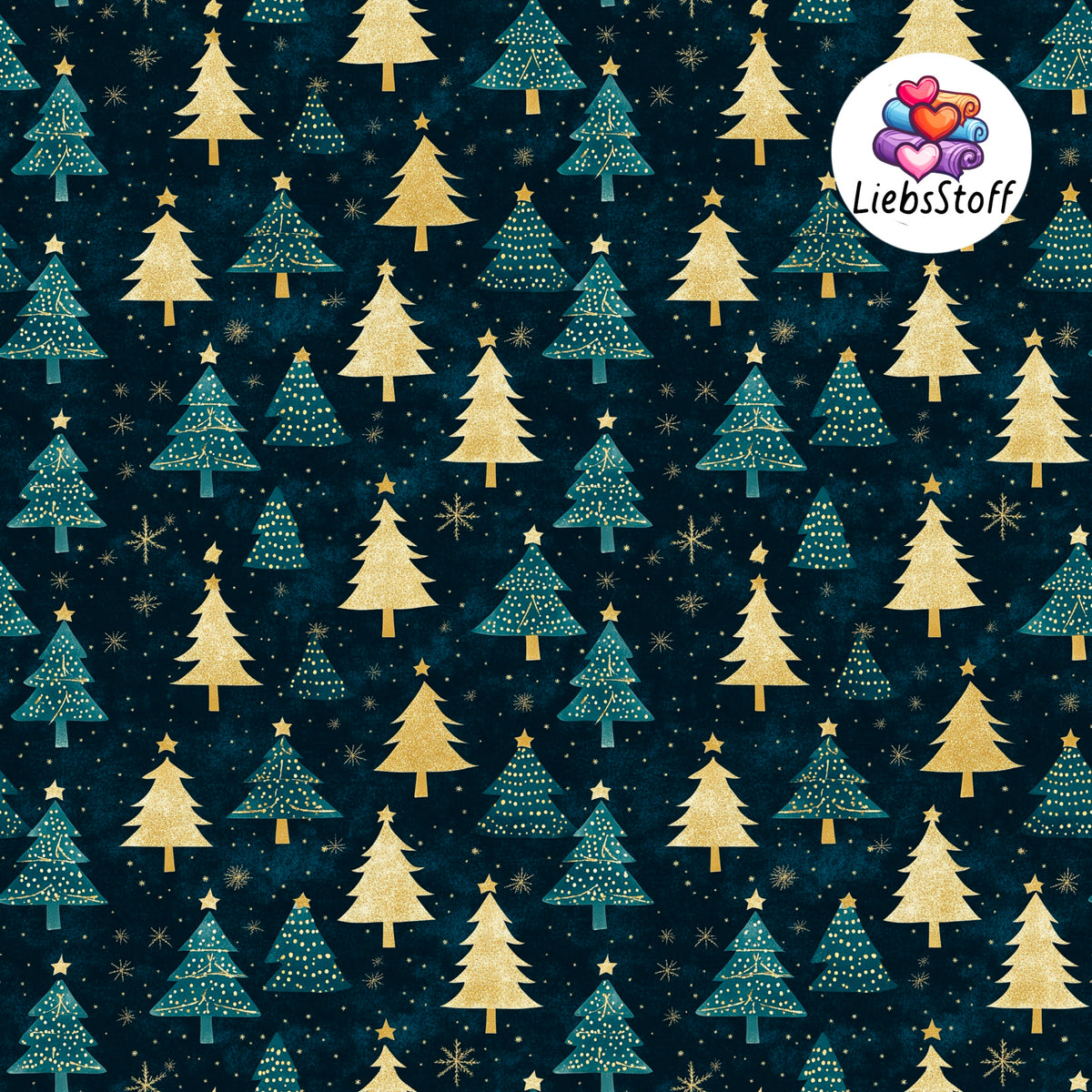 Meterware Stoff Weihnachtsbaum Christmas trees watercolor