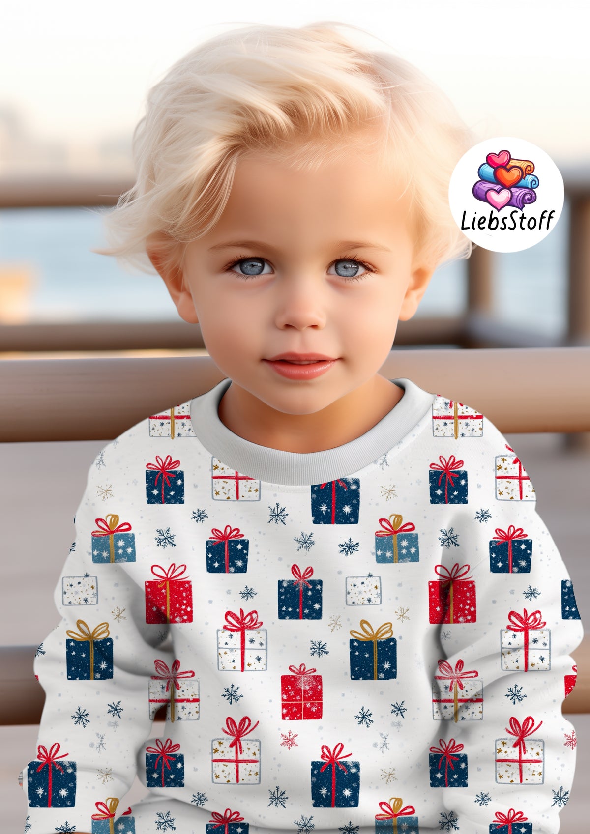 Meterware Stoff Weihnachtsgeschenk weiß watercolor