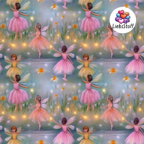 Meterware Stoff Aquarell Ballerina Feen