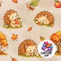Meterware Stoff Igel mit Apfel Farbauswahl