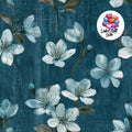 Meterware Stoff Fake Jeans mit Blumen