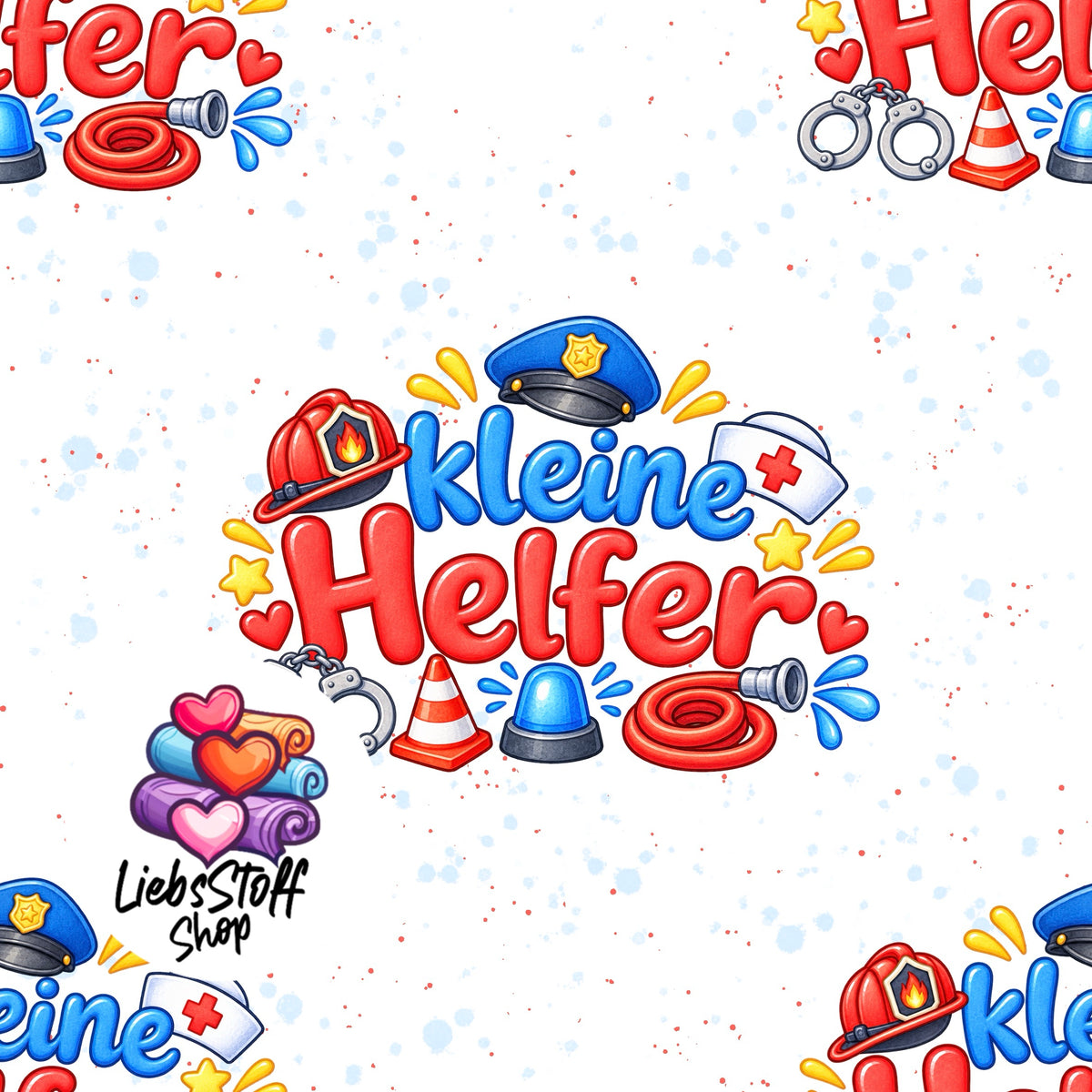 Meterware Stoff Kleine Helfer Schrift