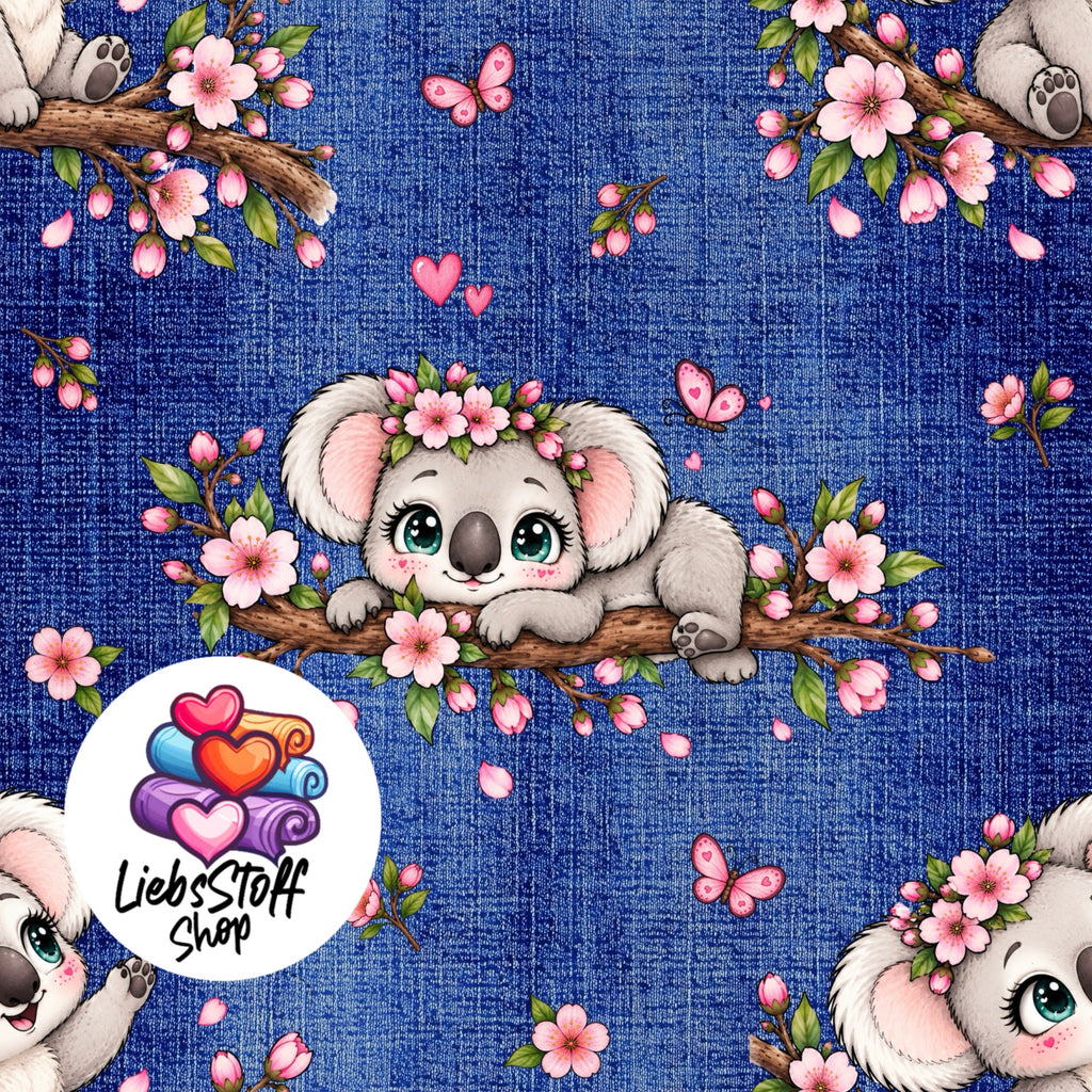 Meterware Stoff Süße Koala Mädchen Farbwahl