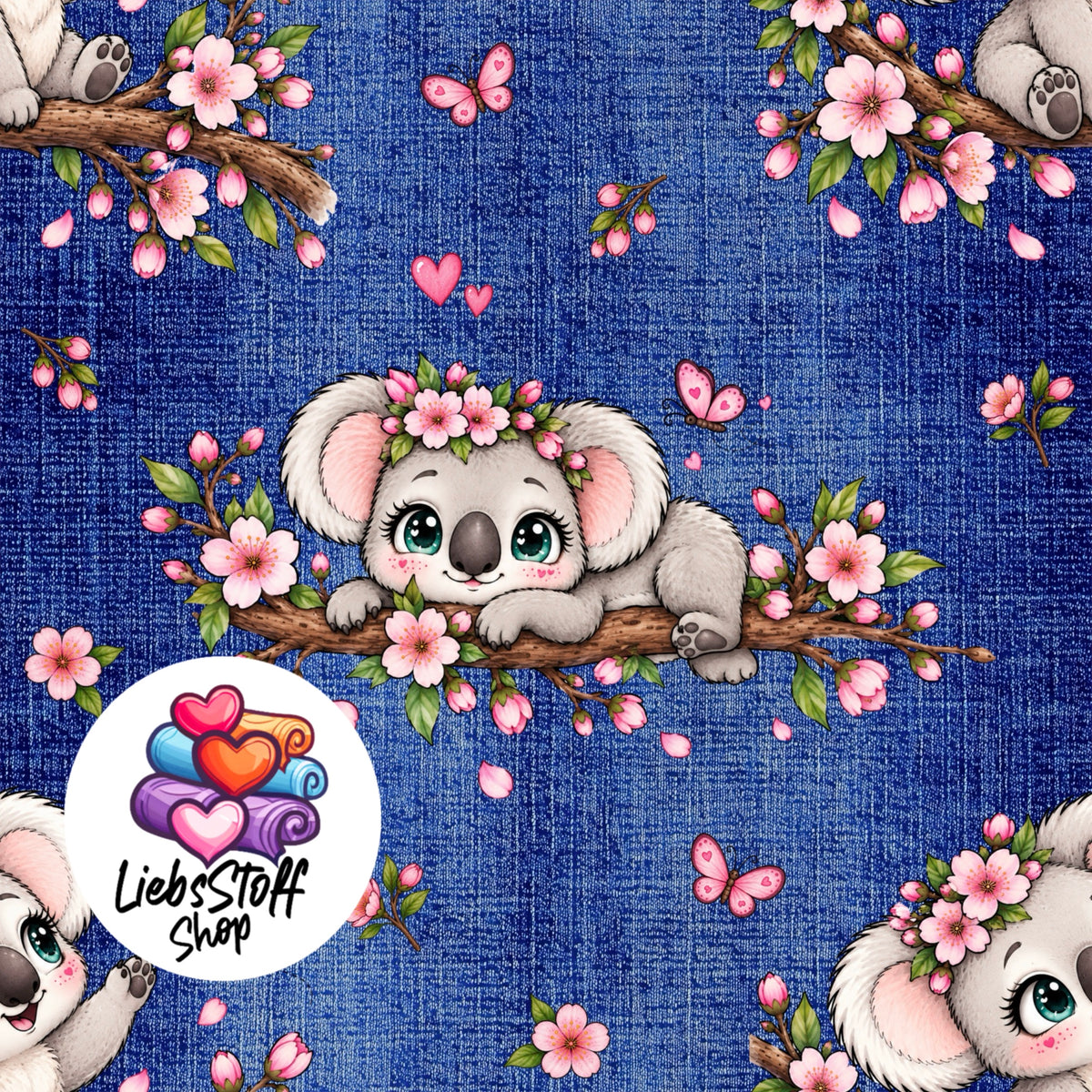 Meterware Stoff Süße Koala Mädchen Farbwahl