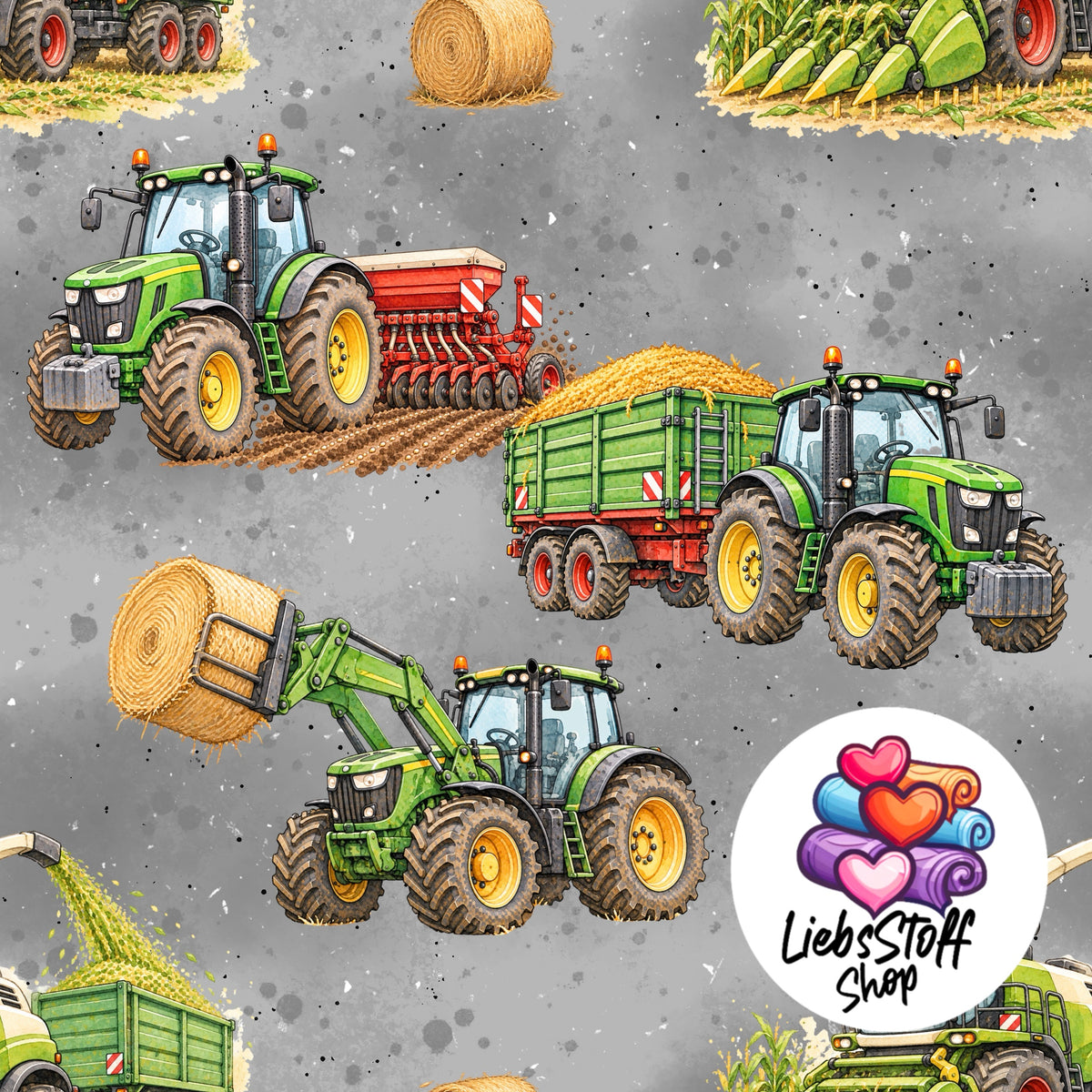 Meterware Stoff Landwirtschaft Fahrzeuge Farbauswahl