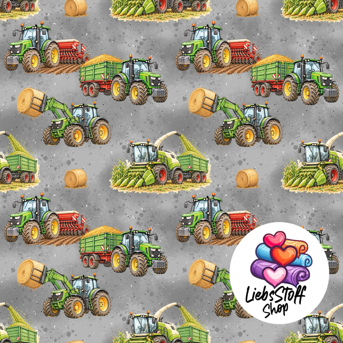 Meterware Stoff Landwirtschaft Fahrzeuge Farbauswahl
