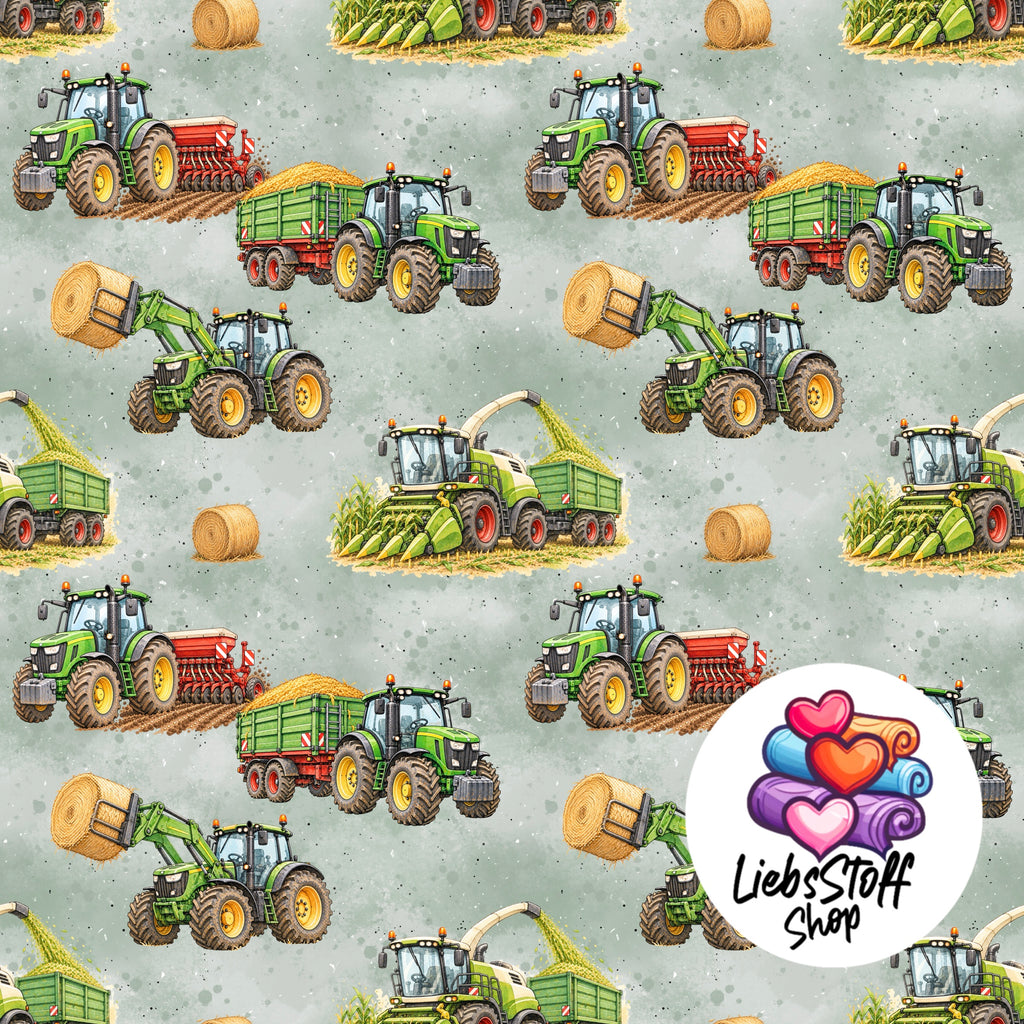 Meterware Stoff Landwirtschaft Fahrzeuge Farbauswahl