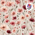 Meterware Stoff Pink Rosa Blumen Grau