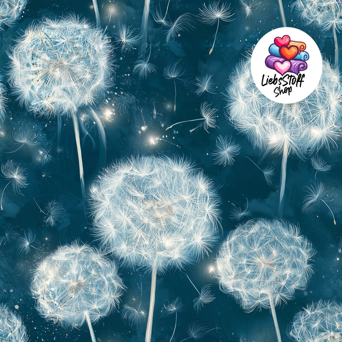 Meterware Stoff Pusteblume Nacht