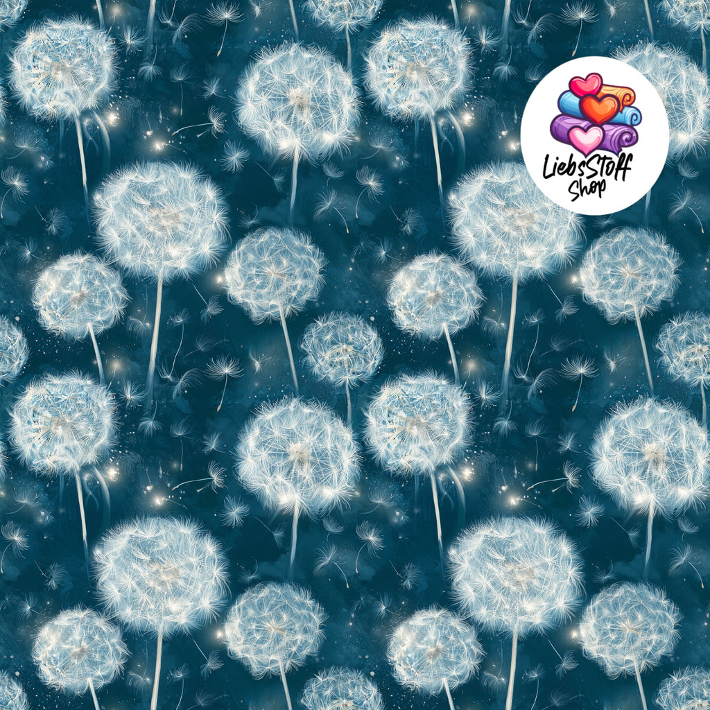Meterware Stoff Pusteblume Nacht