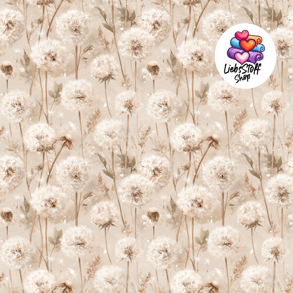 Meterware Stoff Pusteblume beige