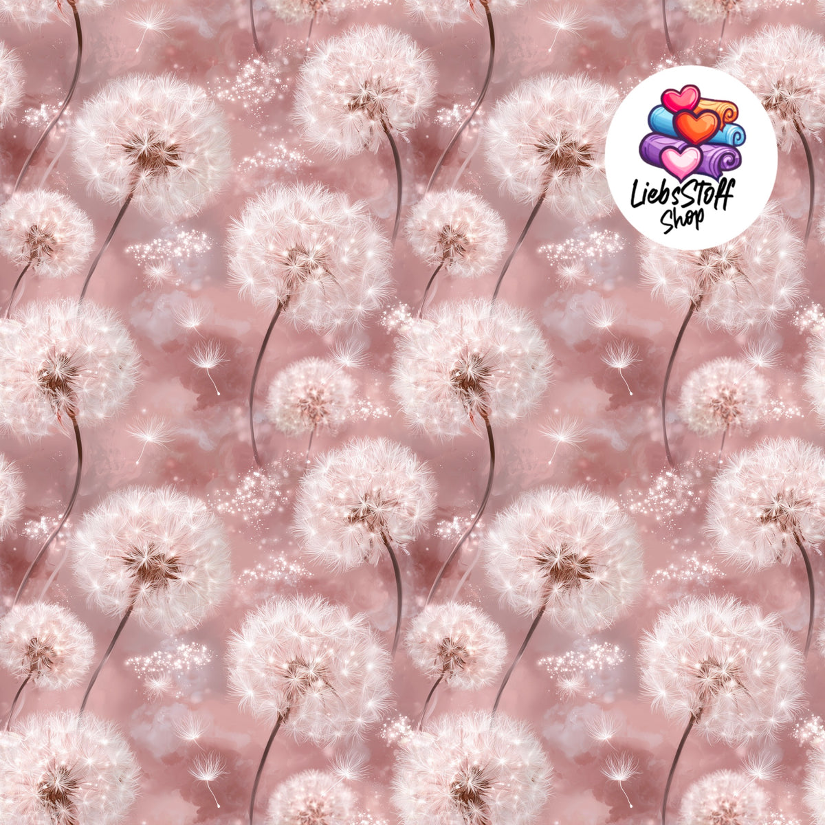 Meterware Stoff Pusteblume Rosa
