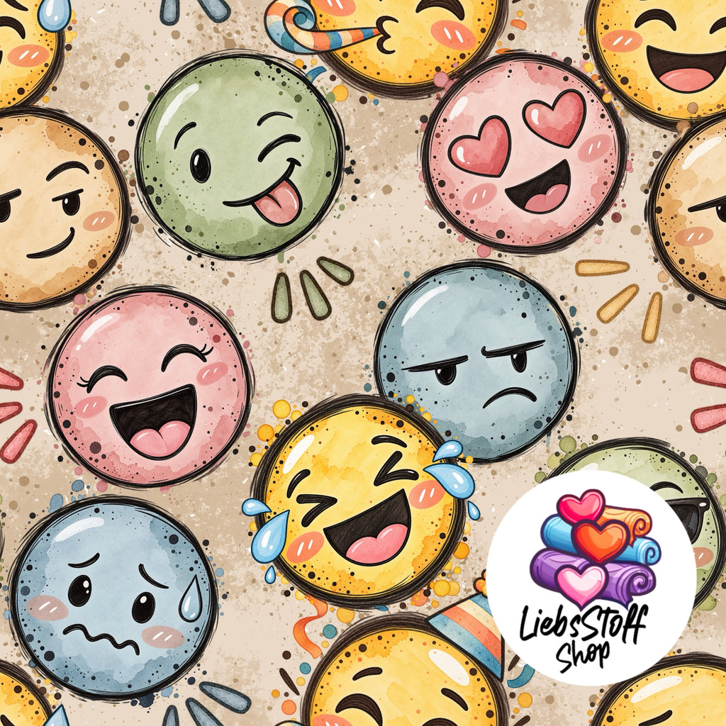 Meterware Stoff smiley Farbauswahl
