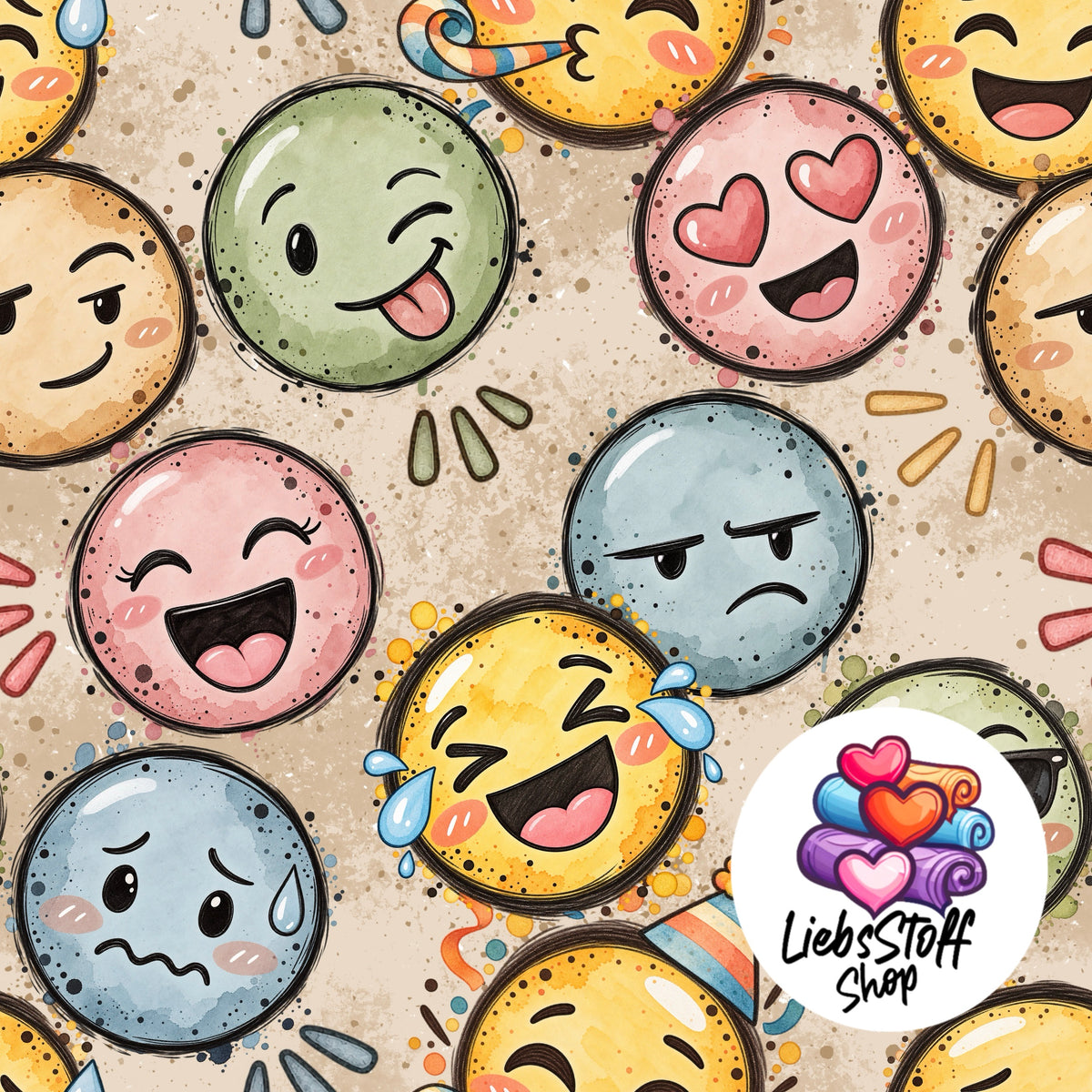 Meterware Stoff smiley Farbauswahl