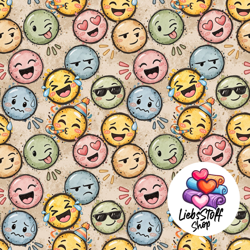 Meterware Stoff smiley Farbauswahl