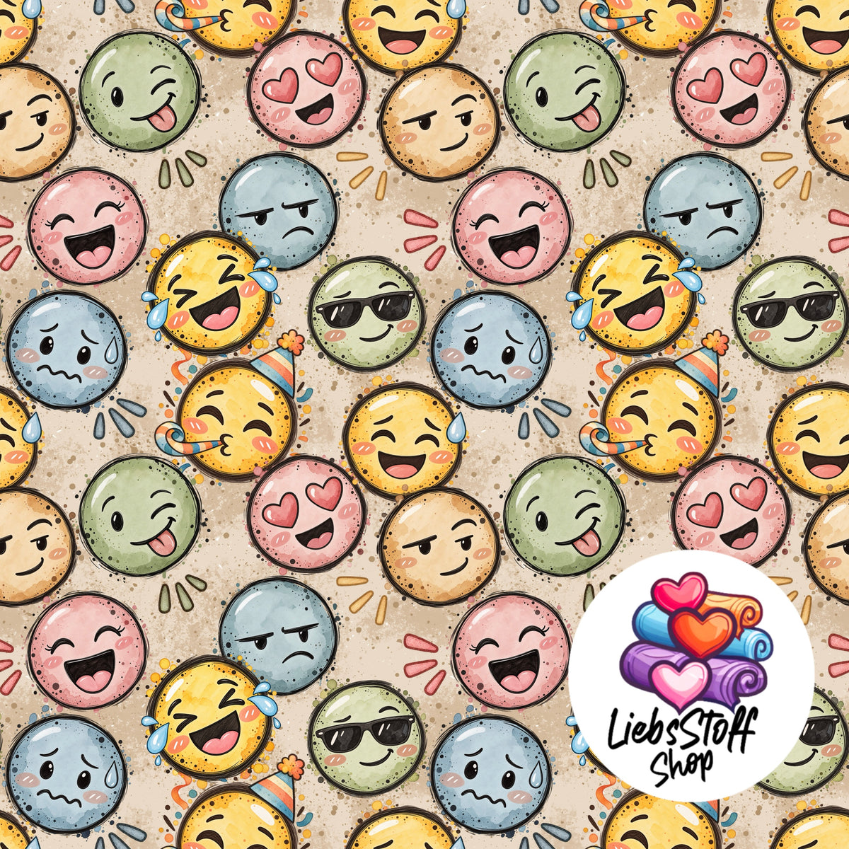 Meterware Stoff smiley Farbauswahl
