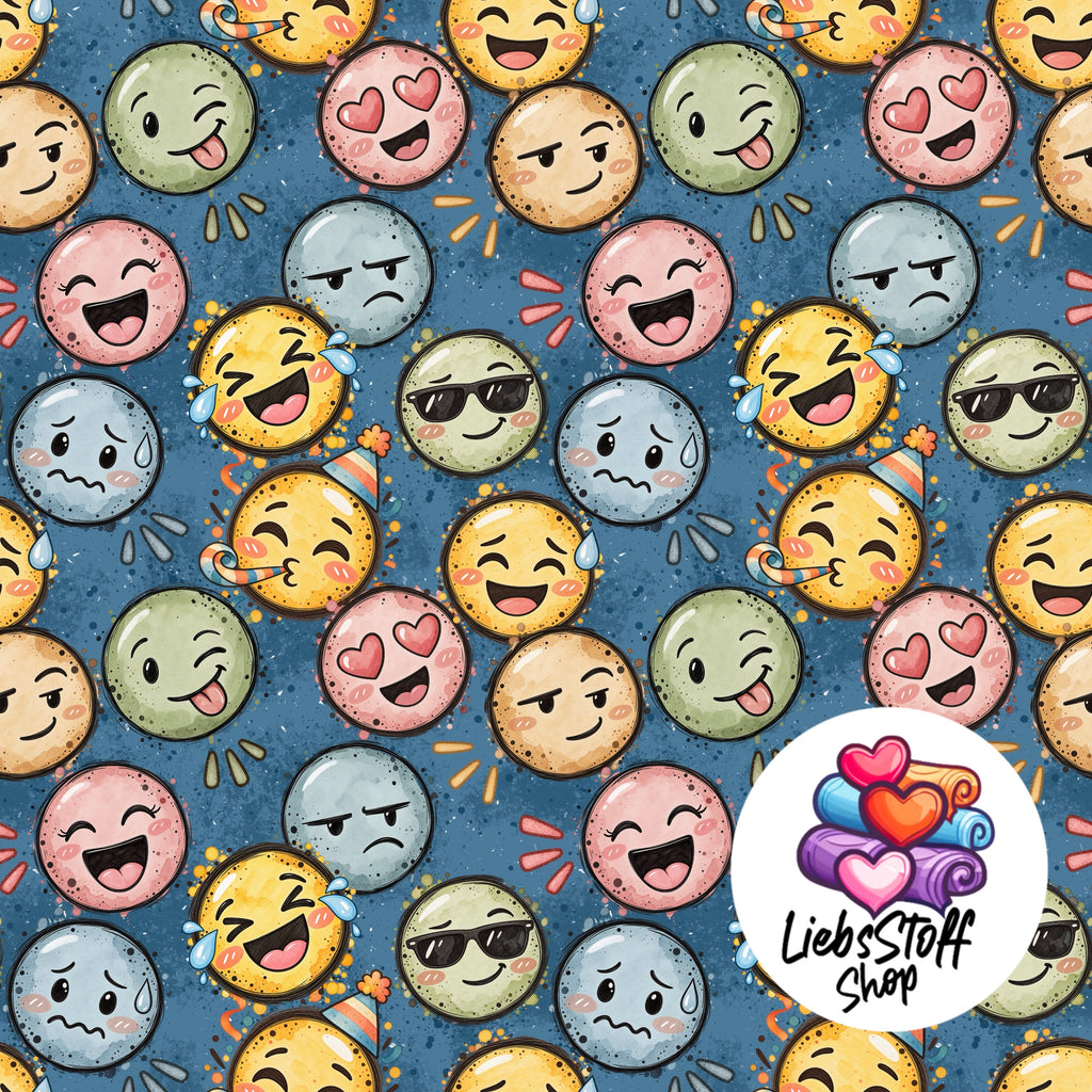 Meterware Stoff smiley Farbauswahl