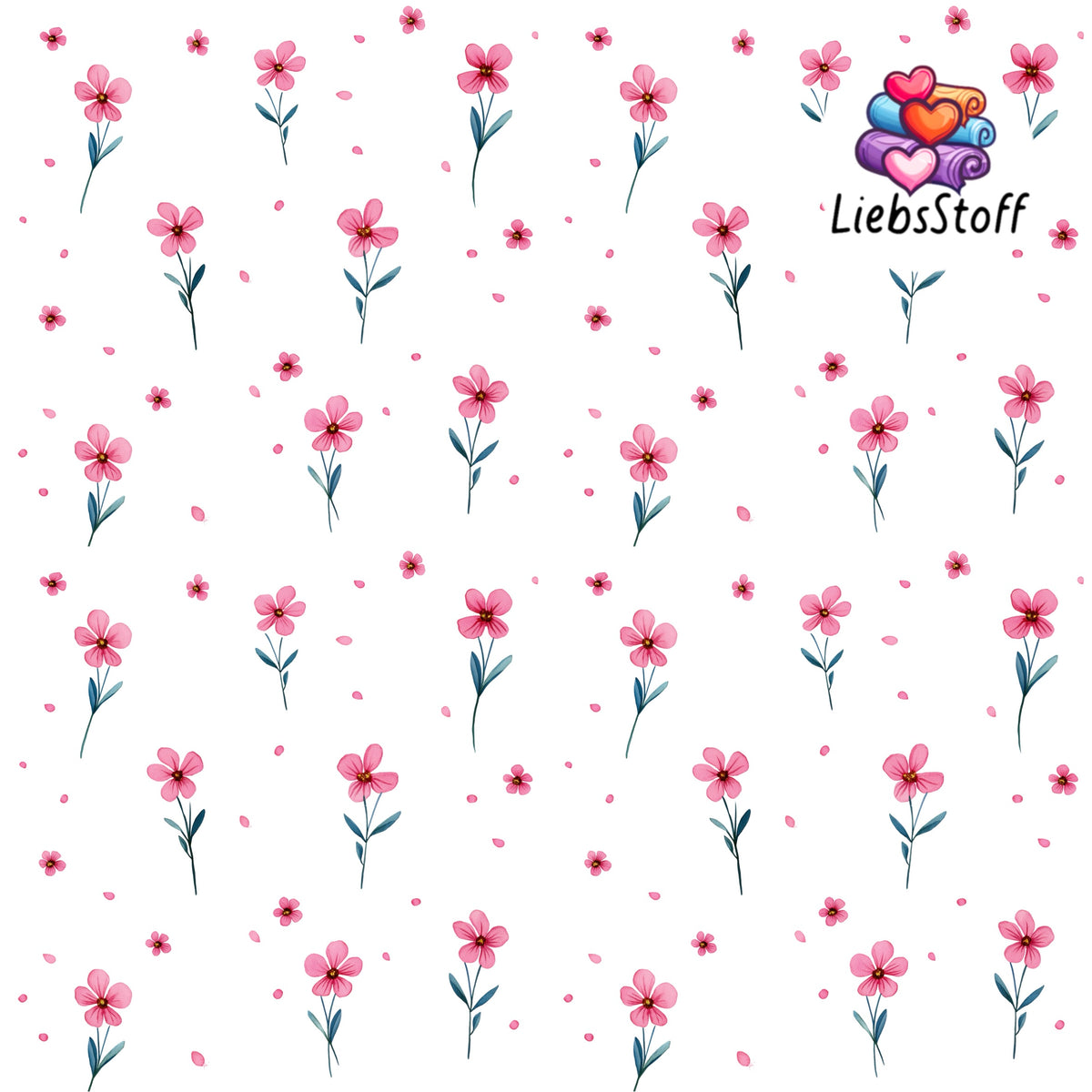 Meterware Kinderstoff Süße rosa Blümchen auf weiß Jersey spring
