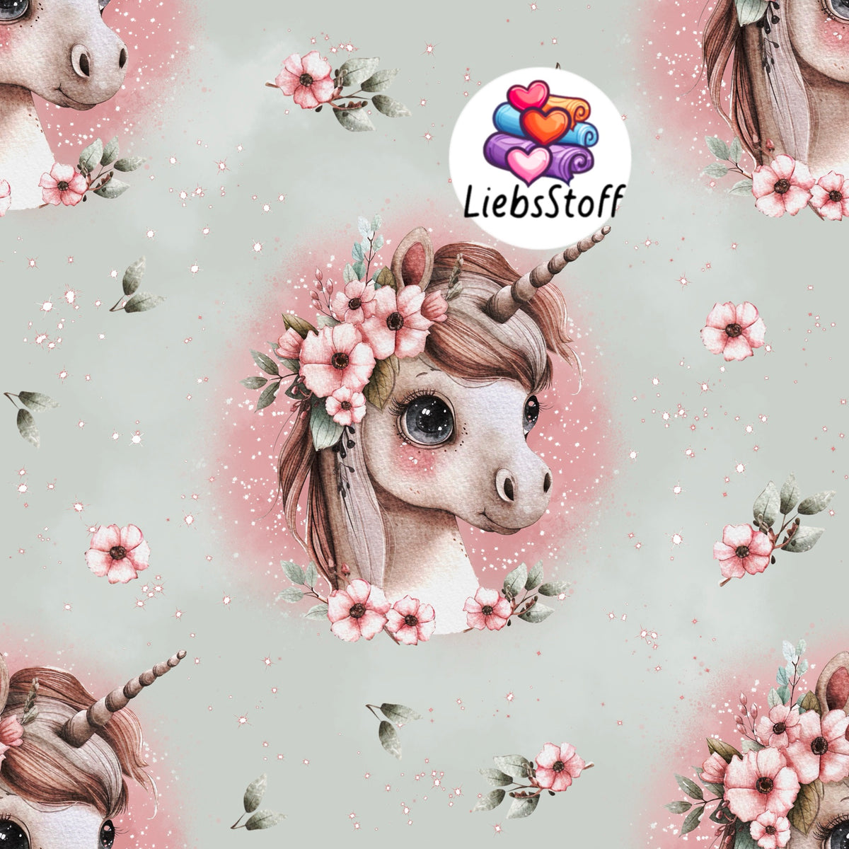 Meterware Stoff Kleines Einhorn Rosalie Farbauswahl