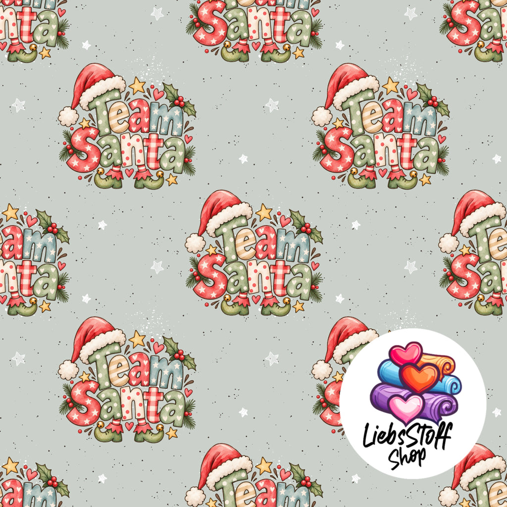 Meterware Stoff Team Santa Weihnachten Farbauswahl