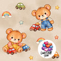 Meterware Stoff Teddy mit Autos Farbauswahl