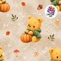 Meterware Stoff Teddy mit Kürbis Farbauswahl