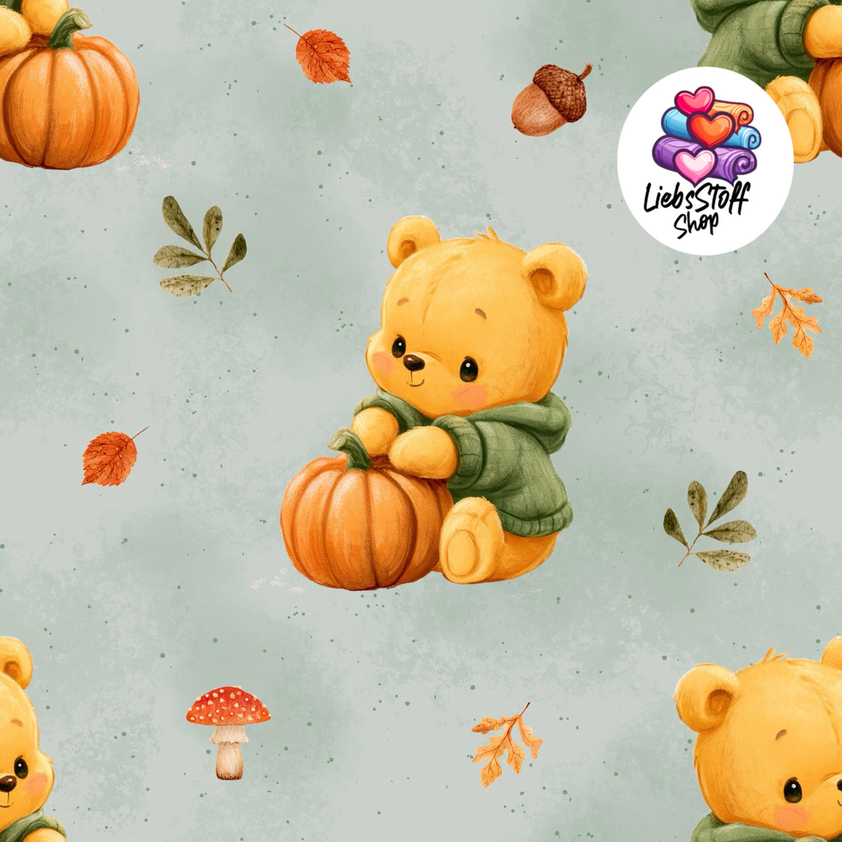 Meterware Stoff Teddy mit Kürbis Farbauswahl