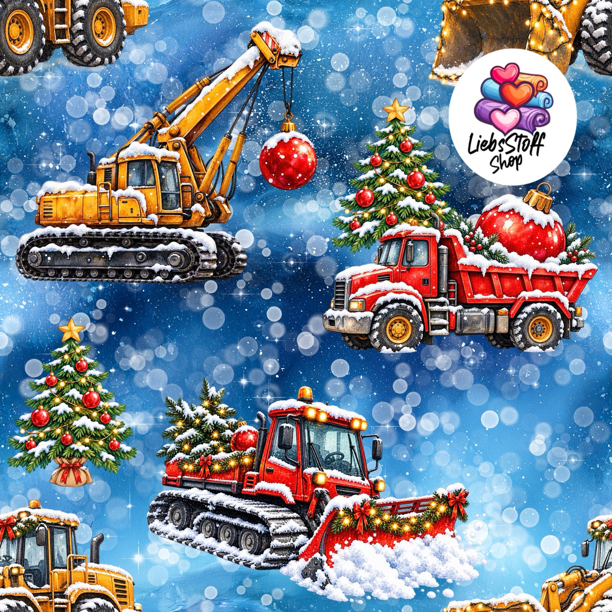 Meterware Stoff Weihnachtsbaustelle Farbauswahl